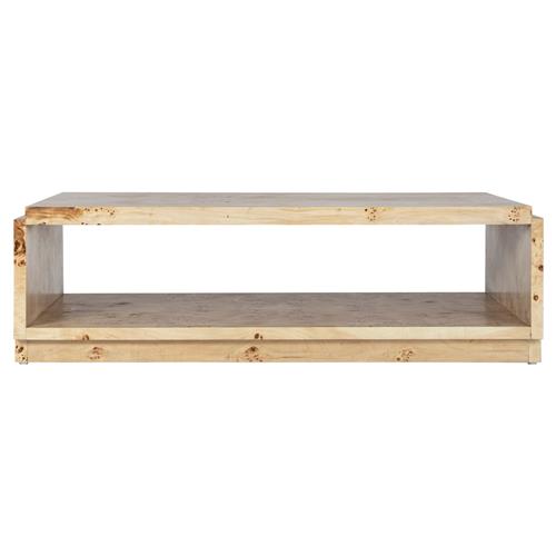 Briella Modern Classic Light Brown Burl Wood Coffee Table