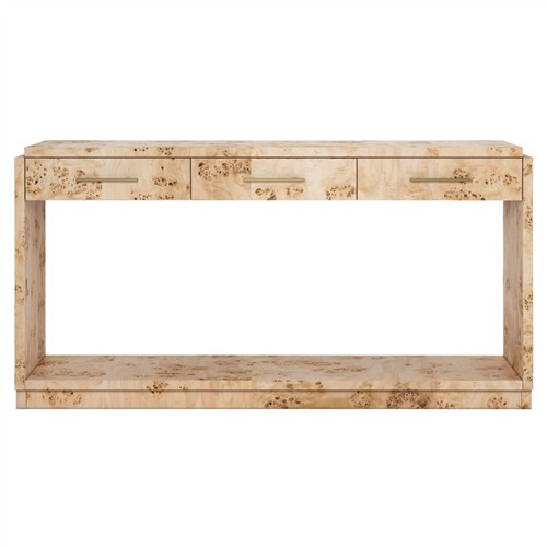 Briella Modern Classic Light Brown Burl Wood Console Table