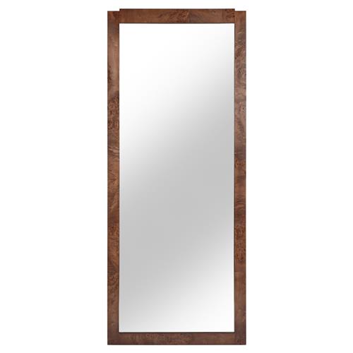 Briella Modern Classic Dark Brown Burl Wood Full Length Floor Mirror