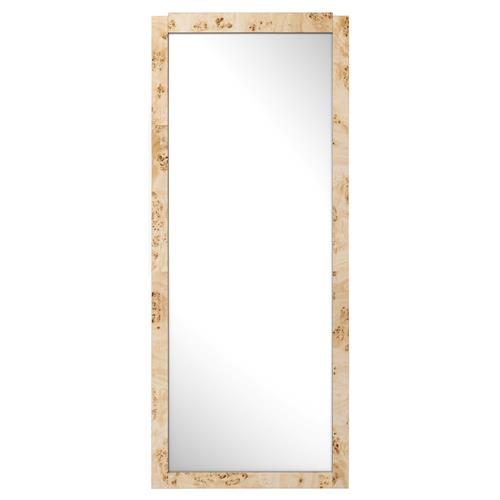 Briella Modern Classic Light Brown Burl Wood Full Length Floor Mirror