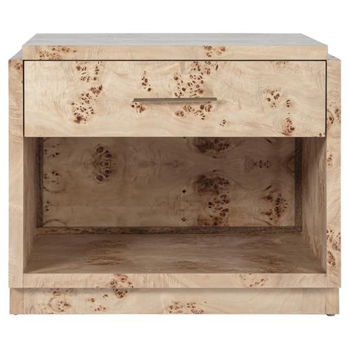 Briella Modern Classic Light Brown Burl Wood Nightstand