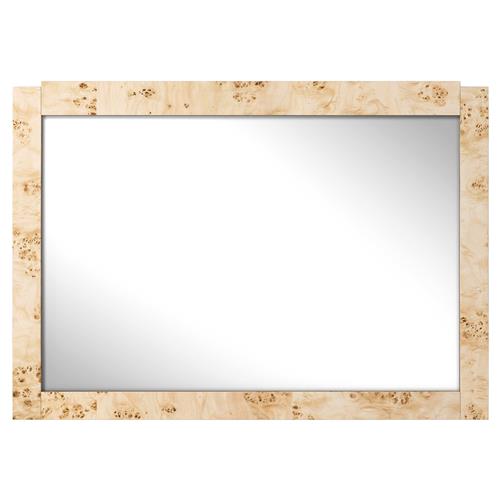 Briella Modern Classic Light Brown Burl Wood Rectangular Wall Mirror