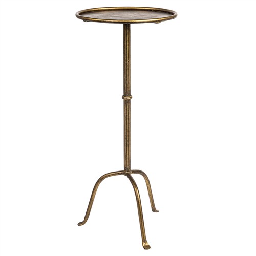 Felix French Country Antique Brass Iron Round Drink Table