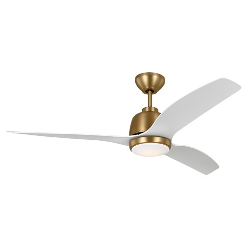Visual Comfort Avila Matte White Blades Satin Brass Steel LED Ceiling Fan - 54&quot;