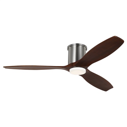 Visual Comfort Collins Walnut Blades Brushed Steel Smart Hugger LED Ceiling Fan - 52&quot;