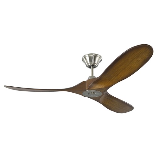 Visual Comfort Maverick Koa Blades Brushed Steel Ceiling Fan - 52&quot;