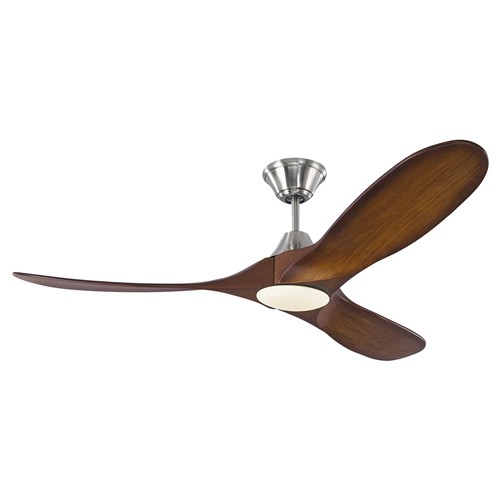 Visual Comfort Maverick Koa Blades Brushed Steel LED Ceiling Fan - 52&quot;