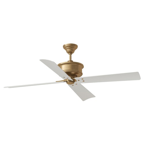 Visual Comfort Subway Modern Matte White Blades Antique Brass Ceiling Fan - 56&quot;