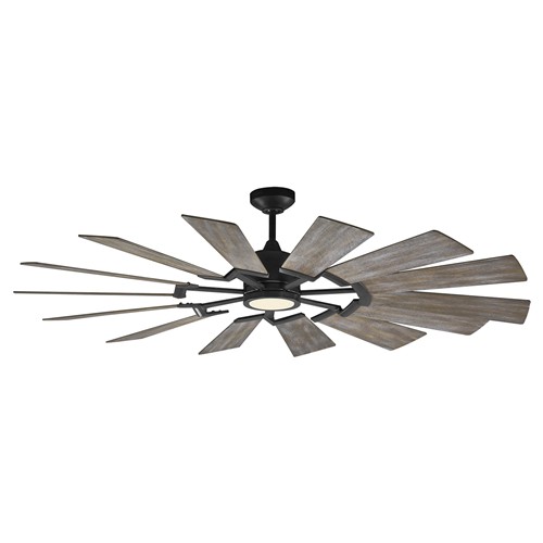 Visual Comfort Prairie Rustic Grey Oak Blades Aged Pewter LED Ceiling Fan - 62&quot;