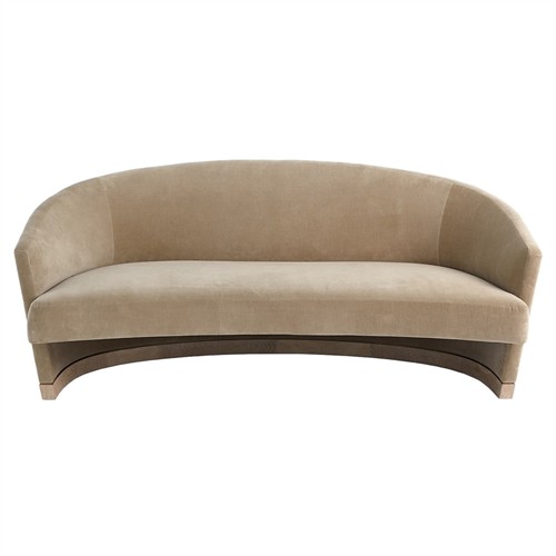 Margaux Modern Classic Beige Velvet Demilune Loveseat - 76&quot;