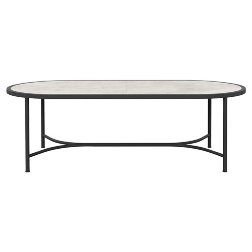 Emeline Albarium Dekton Black Iron Oval Outdoor Dining Table - 96&quot;