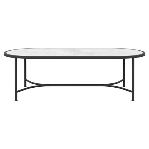 Emeline Helena Dekton Black Iron Oval Outdoor Dining Table - 96&quot;