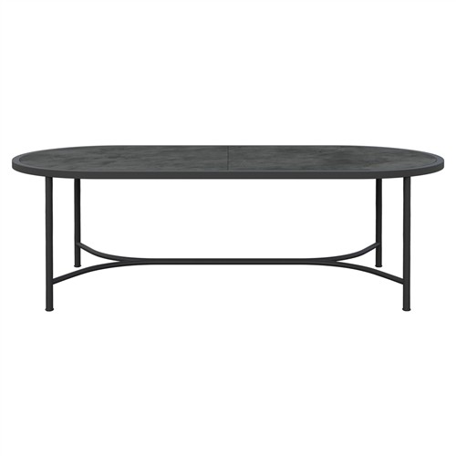 Emeline Micron Dekton Black Iron Oval Outdoor Dining Table - 96&quot;
