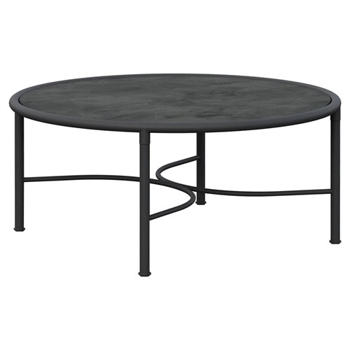 Emeline Micron Dekton Black Iron Round Outdoor Coffee Table