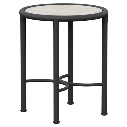 Emeline Albarium Dekton Black Iron Outdoor Round Side Table