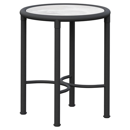Emeline Helena Dekton Black Iron Outdoor Round Side Table