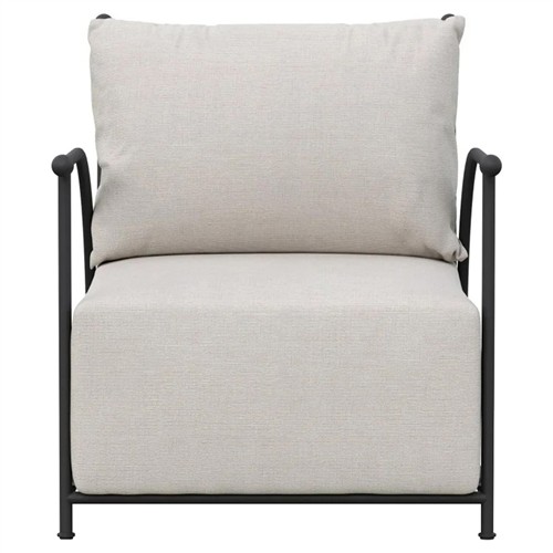 Emeline Cream Upholstered Black Iron Outdoor Lounge Chair