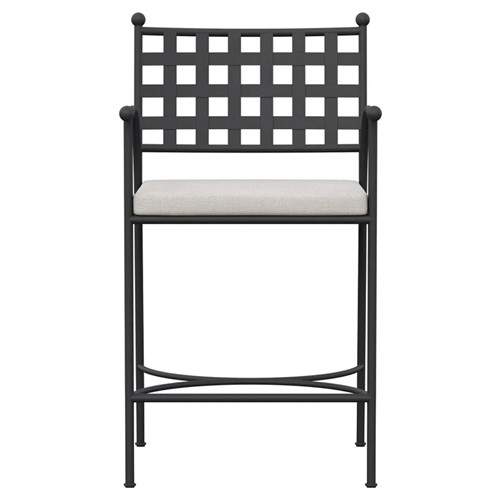 Emeline Cream Upholstered Black Iron Outdoor Counter Stool
