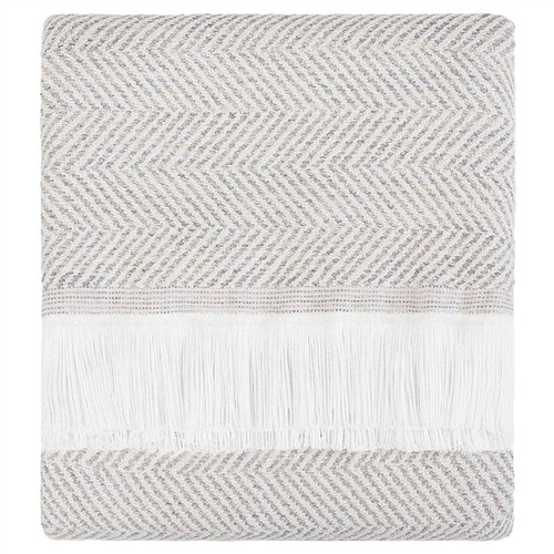Wells Light Grey Herringbone Textured Indoor / Outdoor Throw Blanket