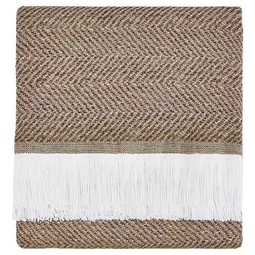 Wells Brown Herringbone Textured Indoor / Outdoor Throw Blanket