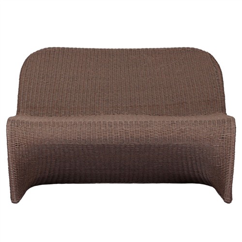 Ivanna Coastal Beach Dark Brown Woven Wicker Outdoor Dining Bench