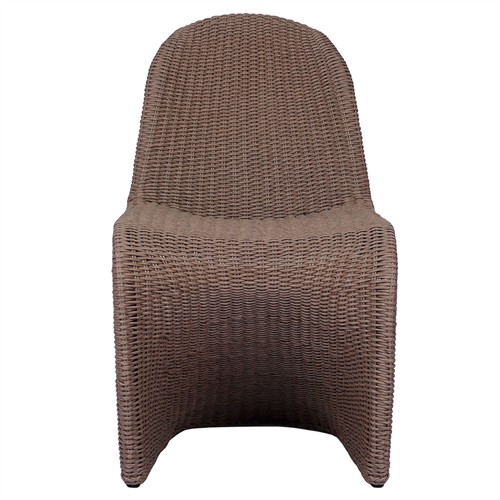 Ivanna Coastal Beach Dark Brown Woven Wicker Outdoor Dining Chair