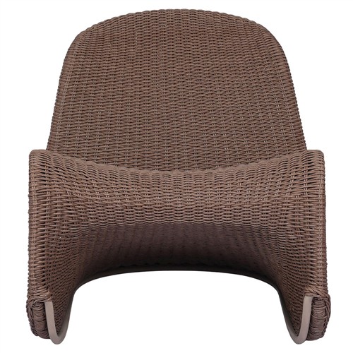 Ivanna Coastal Beach Dark Brown Woven Wicker Outdoor Rocking Chair