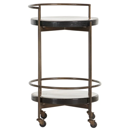 Ovidia Modern Classic Smoked Brown Glass Brass Bar Cart