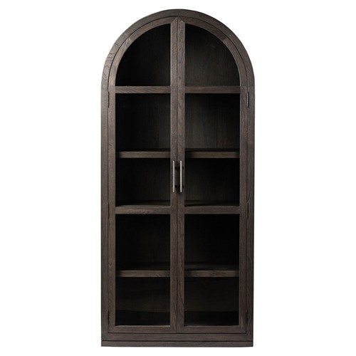 Harvey Updated Traditional Brown Oak Arched Display Cabinet