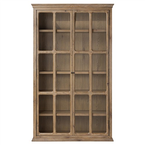 Dawson Updated Traditional Brown Oak Display Cabinet