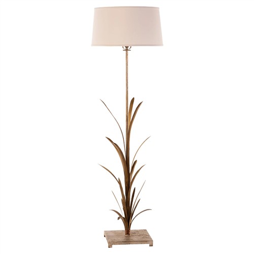 Clea French Country Hand-Cut Leaf Antique Gold Floor Lamp