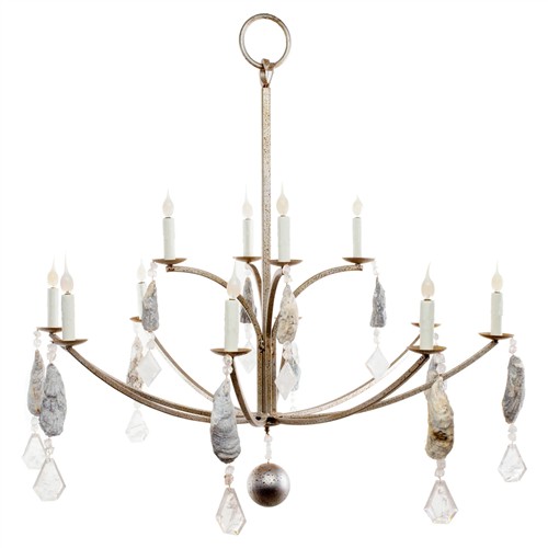 Laurie Traditional Shell Crystal Antique Silver Steel Chandelier