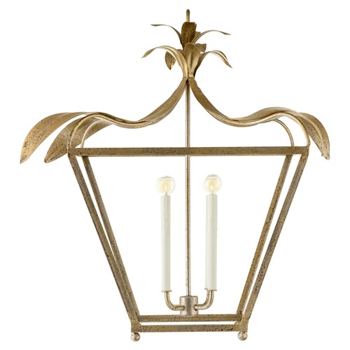 Freya French Country Palmetto Antique Gold Steel Lantern