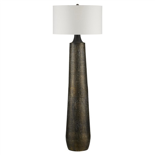Elliston Rustic Antique Brass Hammered Aluminum Floor Lamp