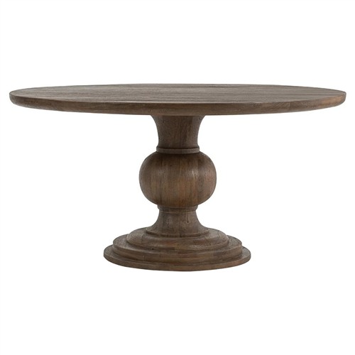 Beatrix Updated Traditional Brown Mango Wood Round Dining Table - 60&quot;