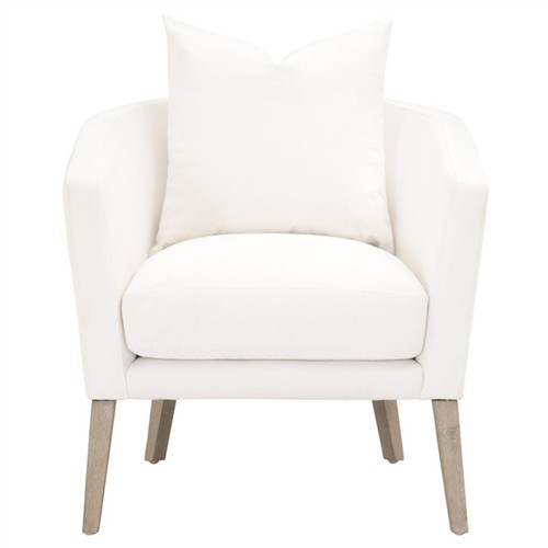 Angelica Modern Classic White Performance Upholstered Wood Barrel Chair Overstock