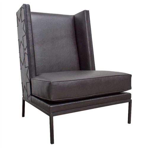 Warwick Industrial Black Leather Nailhead Trim Side Chair Overstock