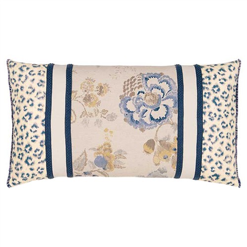 Elyra French Country Beige Cotton Floral Decorative Lumbar Pillow - 15x26