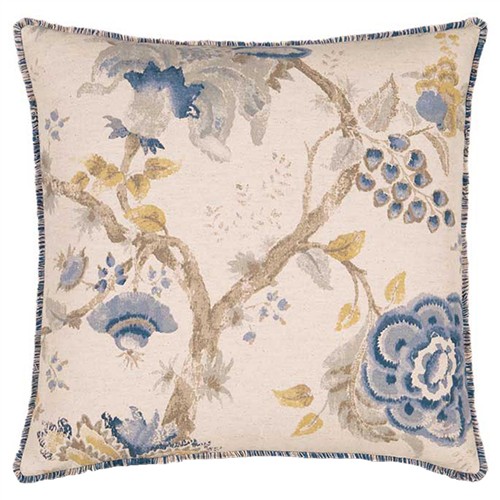Elina French Country Beige Cotton Floral Decorative Throw Pillow - 20x20