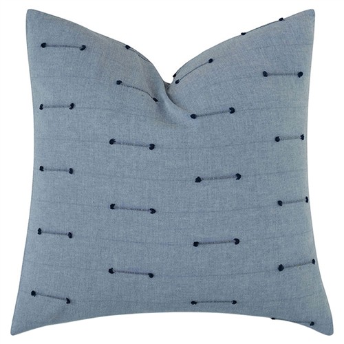 Livia Coastal Beach Blue Cotton Mini Stripes Decorative Throw Pillow - 22x22