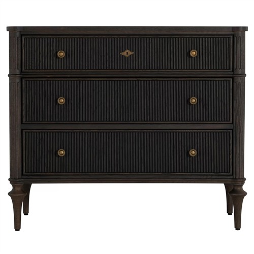 Andrea French Country Dark Brown Oak Wood Chest