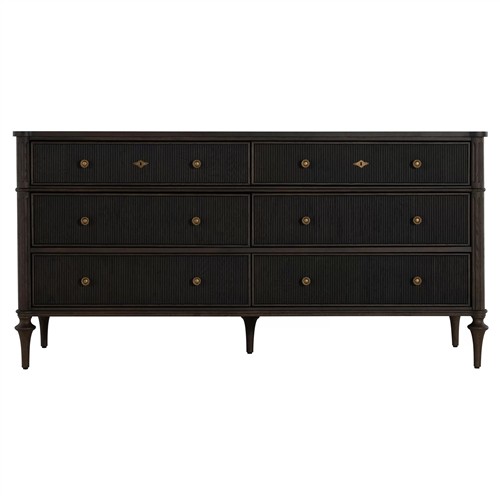 Andrea French Country Dark Brown Oak Wood Double Dresser