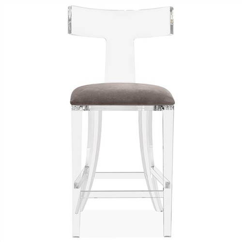 Tristan Modern Grey Velvet Acrylic Counter Stool Overstock