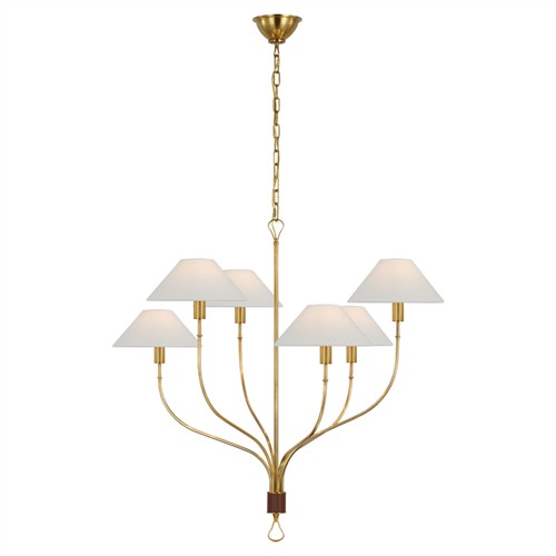 Visual Comfort Griffin Traditional Antique Brass Staggered Tail Chandelier