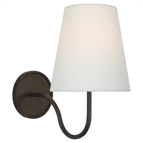 Visual Comfort Lyndsie Traditional Linen Shade Aged Iron Armed Sconce