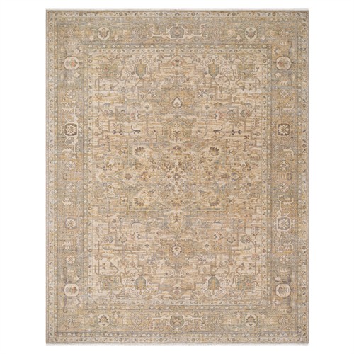 Atlee Updated Traditional Beige Wool Oushak Patterned Rug - 6&#39;5&quot;x8&#39;10&quot;