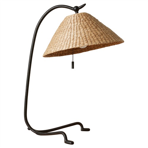 Camilla Coastal Seagrass Shade Black Iron Table Lamp