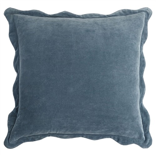 Stella French Country Dark Blue Cotton Scallop Throw Pillow - 18x18