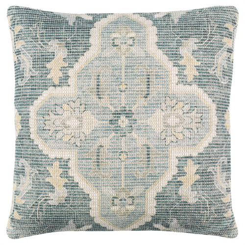 Audrey French Country Teal Floral Down Throw Pillow - 18x18