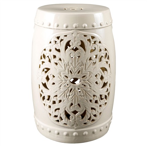 Kieran Modern Classic White Glazed Ceramic Outdoor Garden Stool